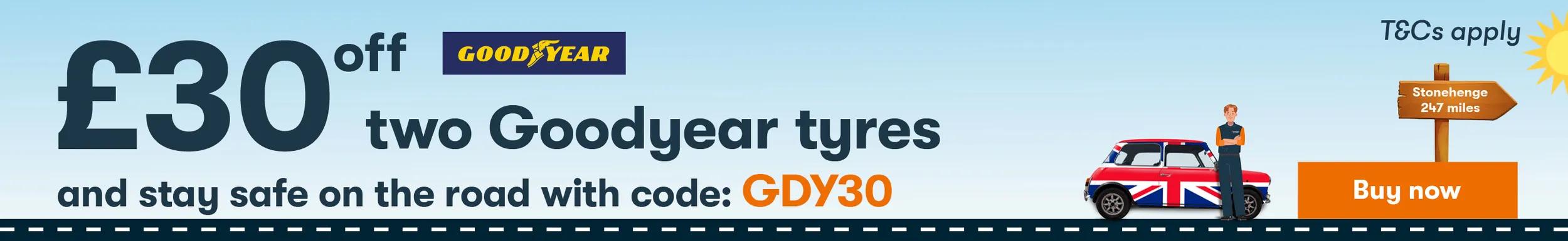 £60 OFF FOUR GOODYEAR TYRES GDY30