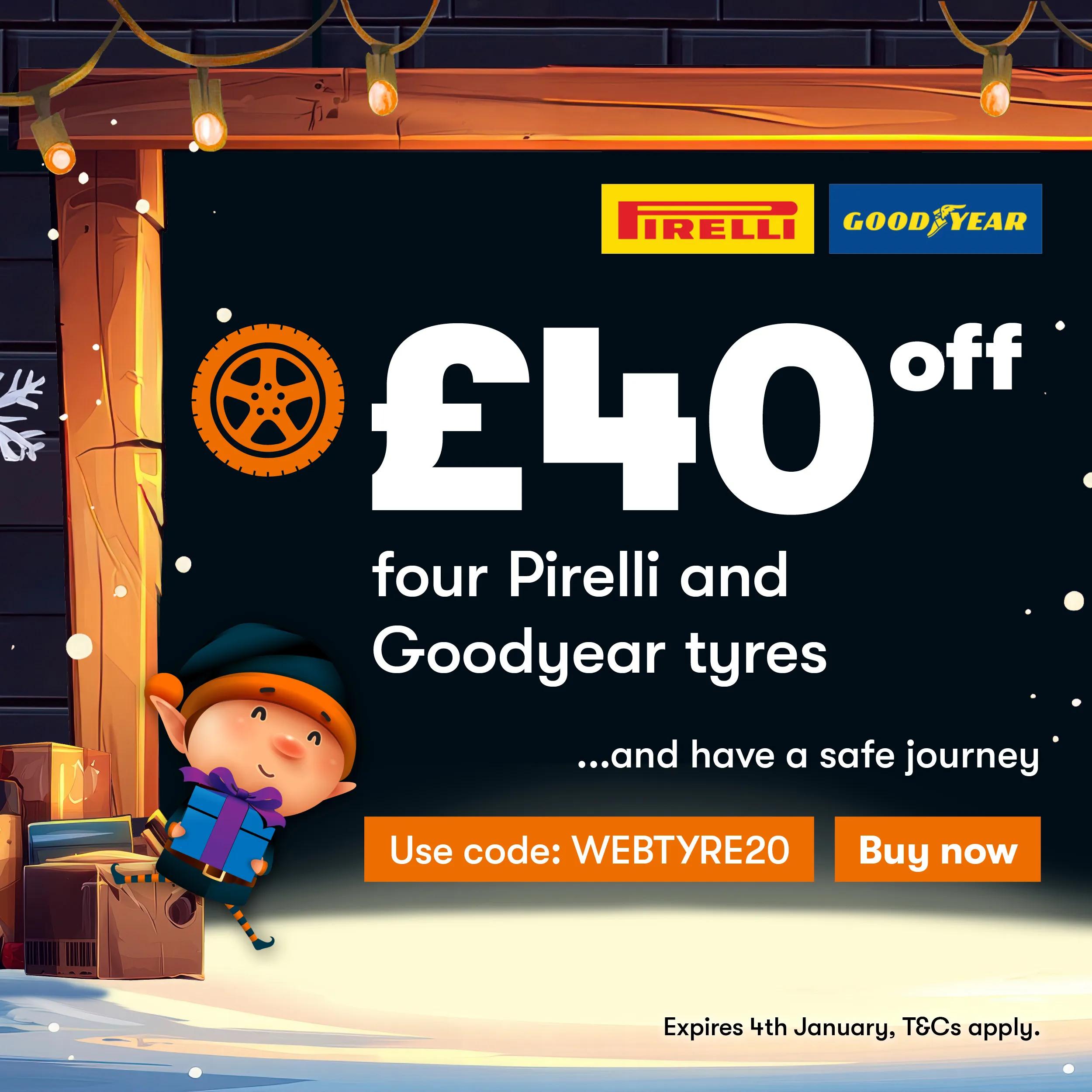 Up to £80 off four tyres